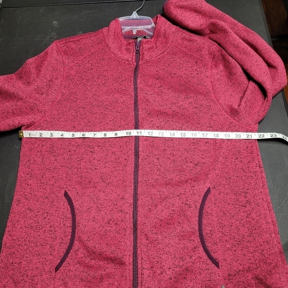 Eddie Bauer Dark Pink Full Zip Mock Neck Fleece Jacket Women's Large - Picture 7 of 8